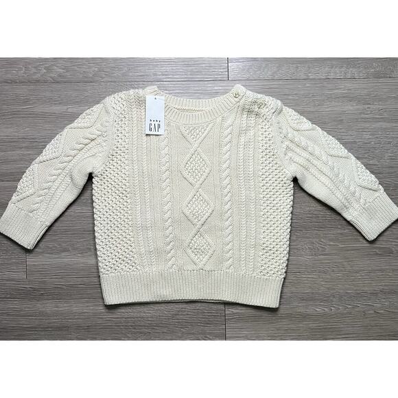 Baby GAP Cable Knit Sweater Cream 12–18 Months 100% Cotton NWT - Picture 1 of 4